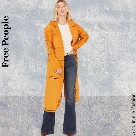 FREE PEOPLE SUZANNA DUSTER IN LIGHT BROWN MEDIUM NEW - Picture 3 of 7